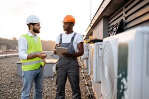 commercial hvac contractors on top of roof